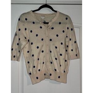 Pre Loved Melrose Chic Size 1X Beige with Blue Polka Dot Cardigan